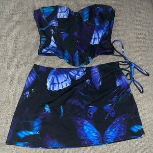 Butterfly corset and skirt set